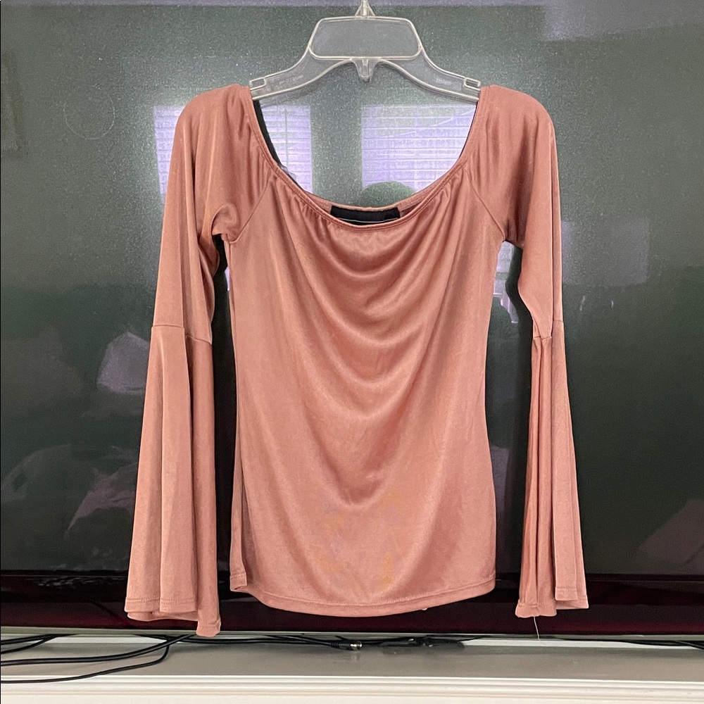 Elegant Mauve Women's Blouse with Draped Neckline